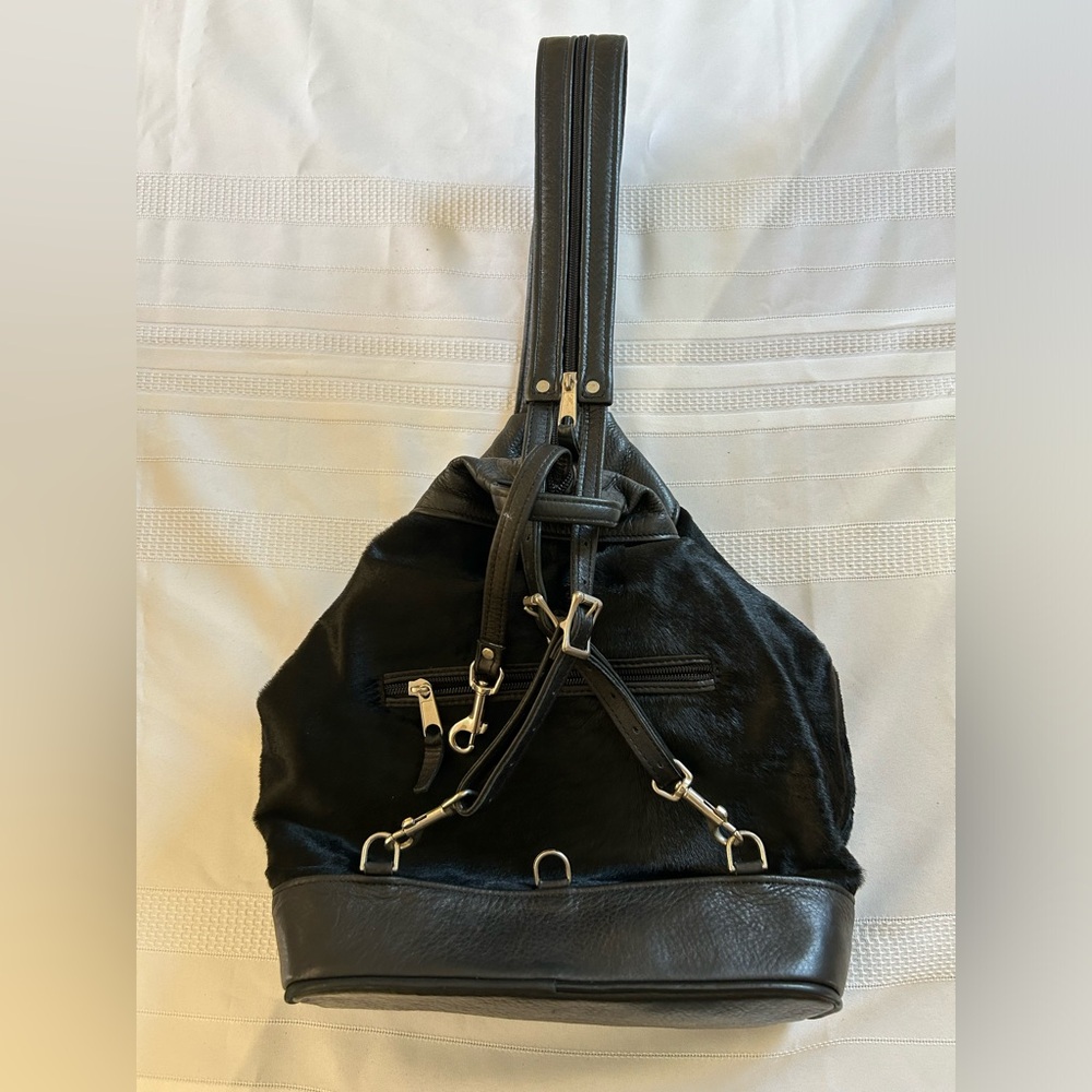 Chris Gurdal Convertible Black Backpack Purse Shoulder Bag Inside Pockets Zipper